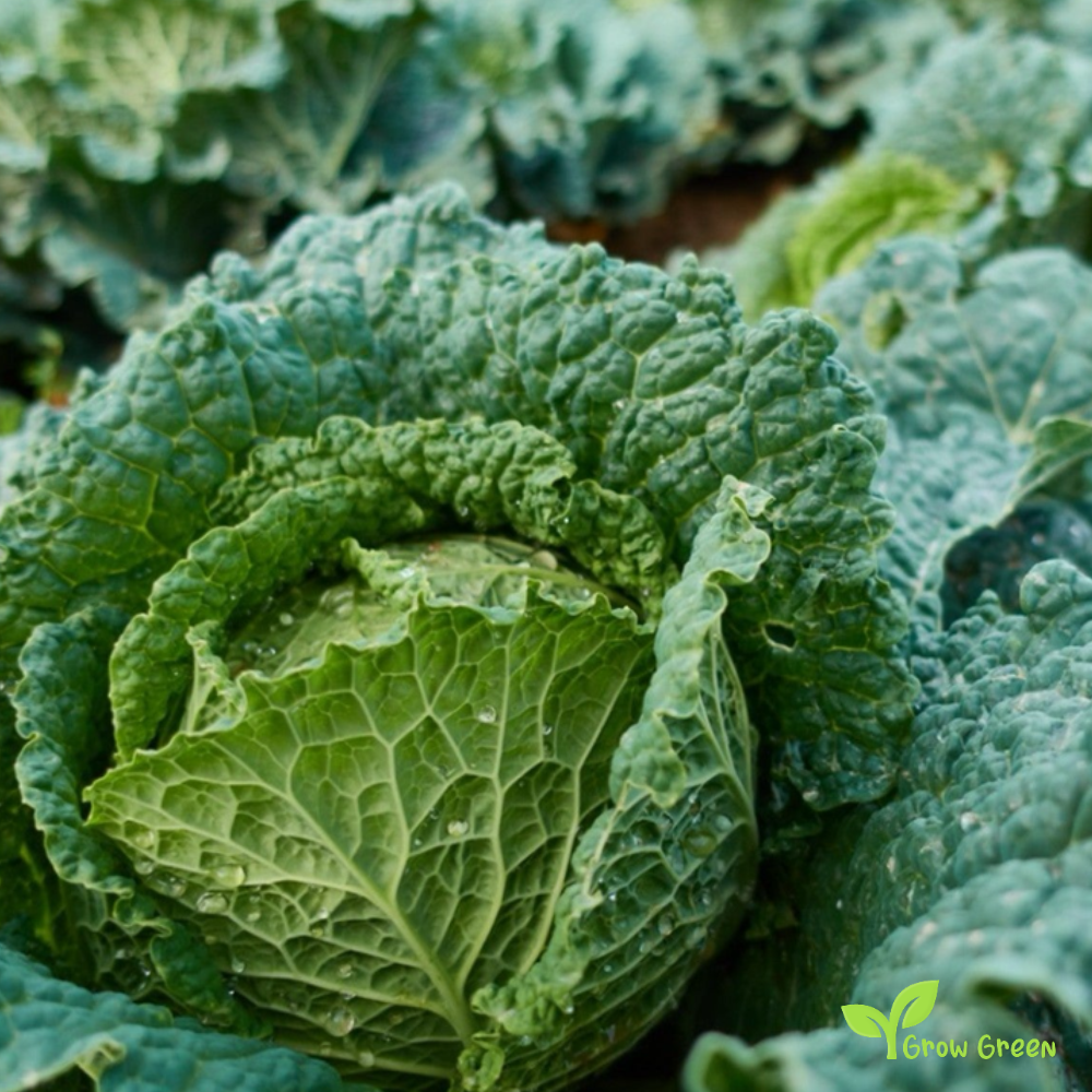 30 seeds of Savoy Perfection Cabbage - BRASSICA OLERACEA + Gift 5 seeds of Sunflower