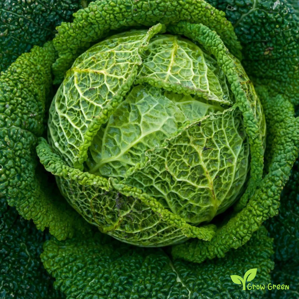 30 seeds of Savoy Perfection Cabbage - BRASSICA OLERACEA + Gift 5 seeds of Sunflower