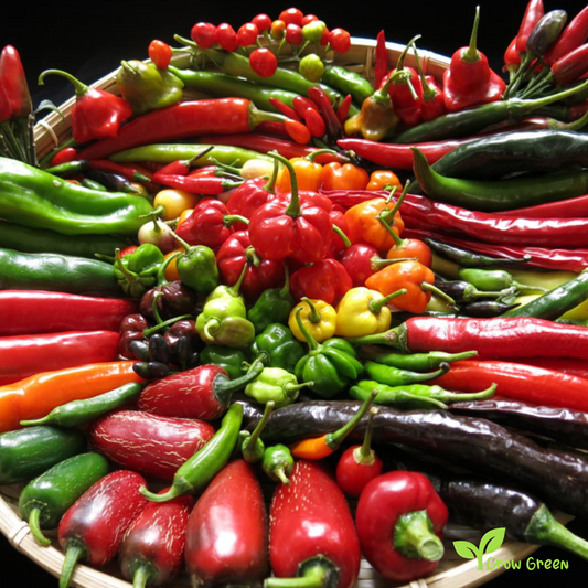 50 seeds Chilli Pepper HOT Mixed Random Variety - CAPSICUM + 5 seeds Sunflower